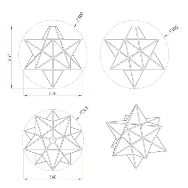 Geometryczna lampa wisząca Ilario ILA8675 gwiazda szklany mosiądz