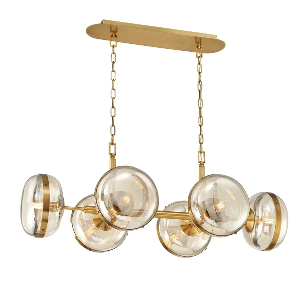 Szklana lampa wisząca Nottingham QN-NOTTINGHAM-6LP-AB złoty przezroczysty