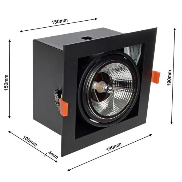 Wpuszczana lampa sufitowa Plaza ML4740 metalowa do salonu czarna