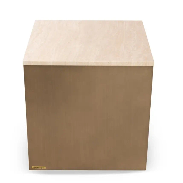 Stolik do nowoczesnych wnętrz KORI MM001501100378 złoty trawertyn 50cm