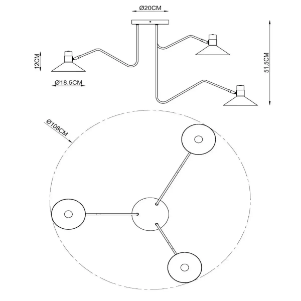 Potrójna lampa sufitowa PEPIJN 05128/03/30 Lucide regulowana czarny złoty