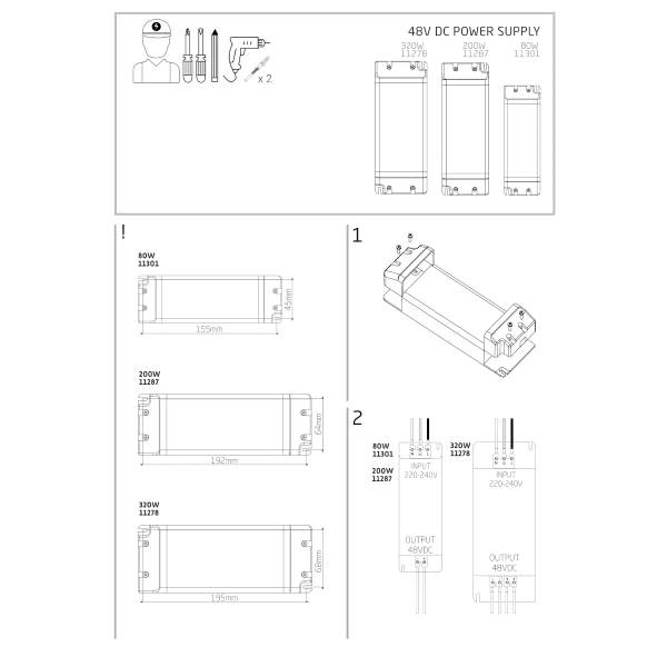 Zasilacz zewnętrzny do szynoprzewodów 1-faz 11287 200W 48V biały