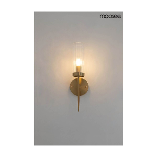 Elegancki kinkiet salonowy Torch glamour złoty crystal