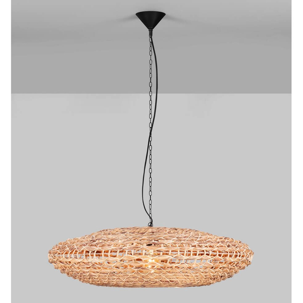 Wisząca lampa nad stół GUARDIA LE44579 japandi naturalna czarna