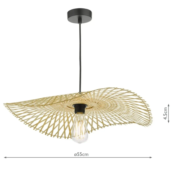 Rattanowa lampa wisząca Deja DEJ6529 kapelusz brązowy czarny