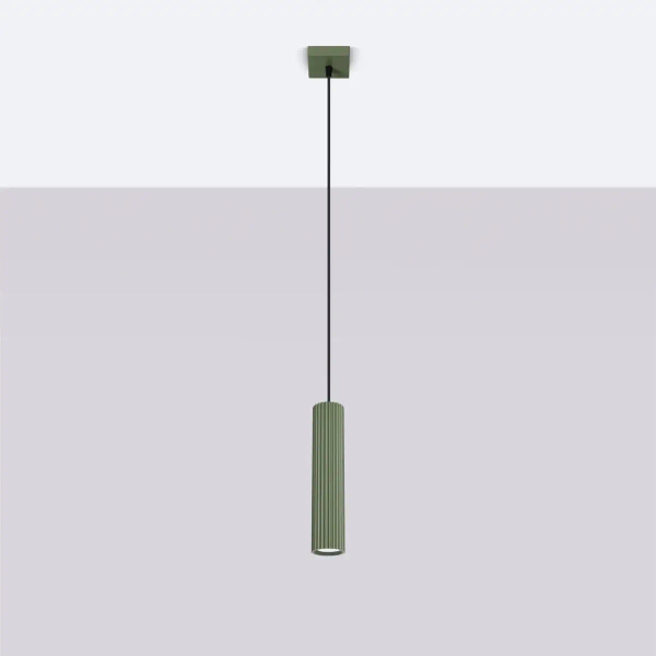 Wisząca lampa podłużna KARBON SL.1611 tubka ryflowana oliwkowa