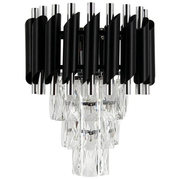 Glamour naścienna lampa Toledo 6260/1 8C BL kryształowy czarny chrom