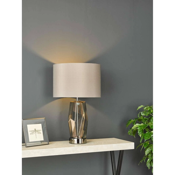 Nocna lampa szklana Mubina MUB4308 polerowany czarny chrom przydymiony