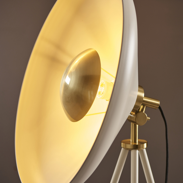 Podłogowa lampa na trójnogu L&-196563 Light& okrągła biała mosiądz