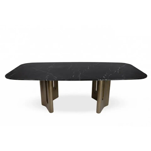 Stół ESSENZA MM001501100385 czarny złoty dekor marmuru metal 240x120cm