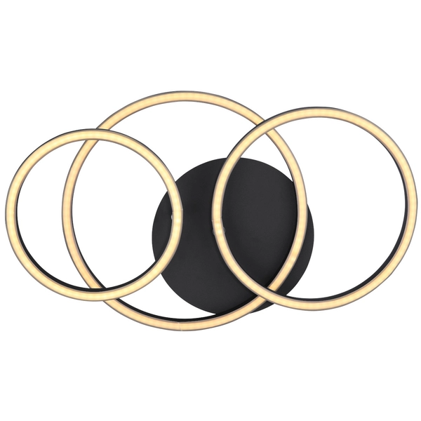 LAMPA sufitowa KENDY 67233-30S Globo metalowa OPRAWA geometryczna LED 30W 3000K pierścienie czarne rings