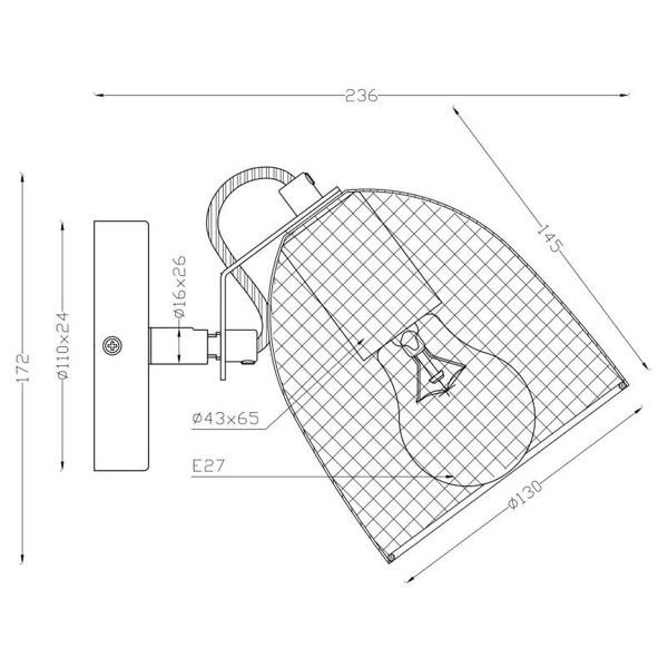 Ścienna lampa ruchoma Josina 54034-1 druciana czarna drewno