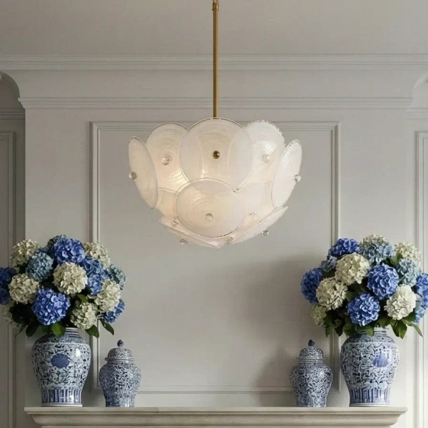 Sufitowa/wisząca lampa CONCORD mosiężny metalowy szkło ryflowane art deco do sypialni C04491BR
