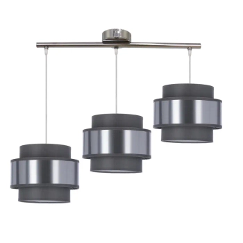 Wisząca lampa potrójna HARE 33-18502 do jadalni chrom szara srebrna