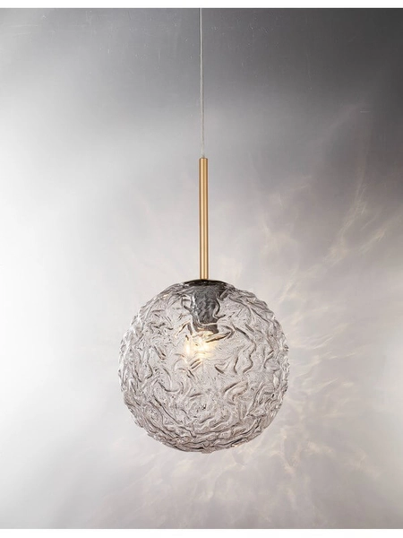 Wisząca lampa pokojowa Pasto okrągła kryształowa złota