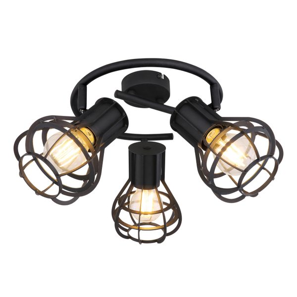 Industrialna lampa sufitowa CLASTRA 15388-3 Globo klatki czarna