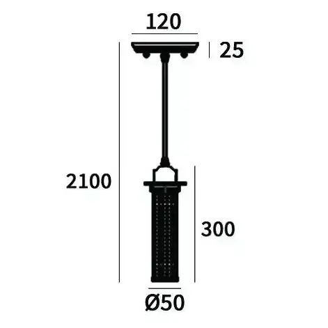 Wisząca lampa metalowa York P01284BK Cosmolight tuba czarna srebrna