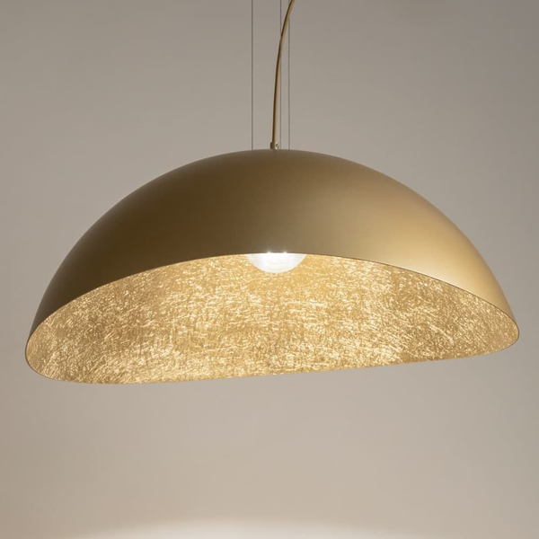 Owalna lampa wisząca do salonu SOLARIS 40596 Sigma żywiczna złota