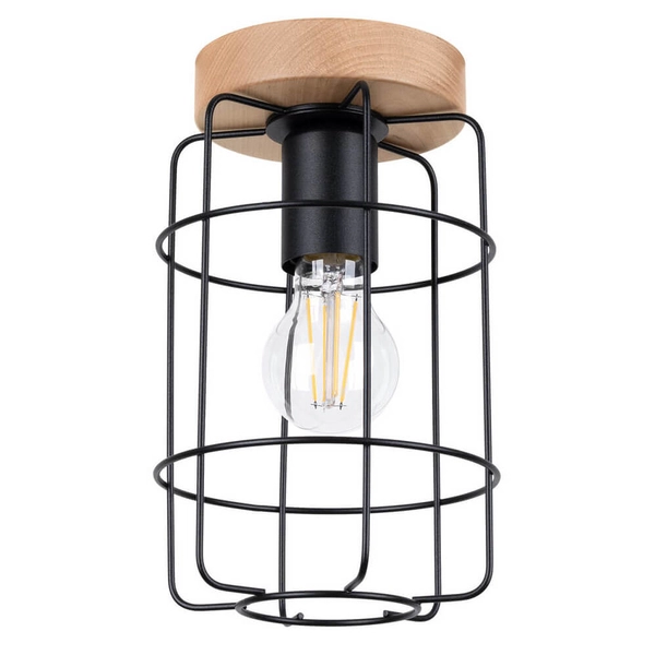 Sufitowa lampa druciana Gotto SL.1262 Sollux metalowa czarna drewniana