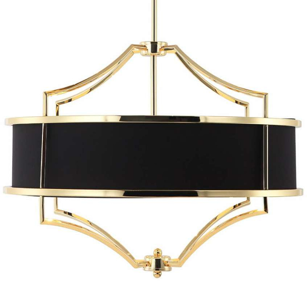 LAMPA okrągła Stesso Gold Nero M Orlicki Design wisząca OPRAWA w stylu klasycznym abażurowa czarna złota OUTLET