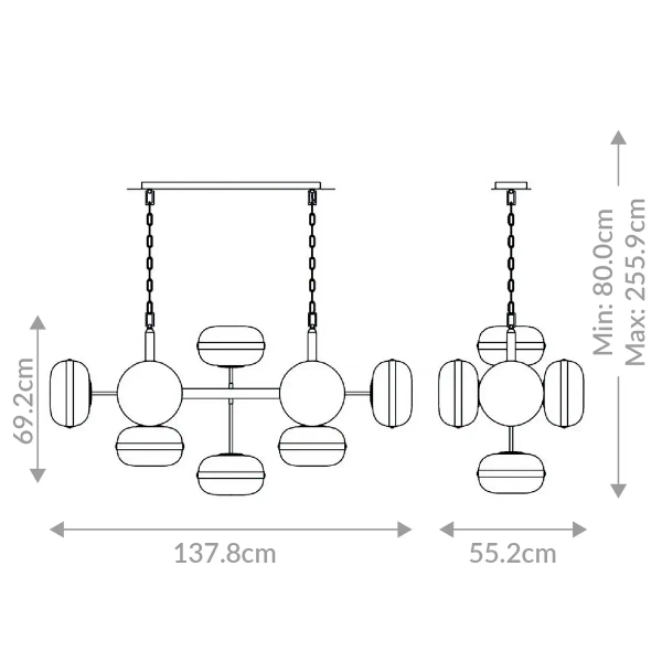 Szklana lampa wisząca Nottingham QN-NOTTINGHAM-10LP-AB złoty przezroczysty