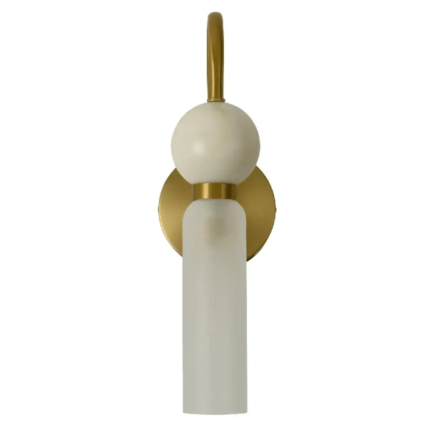 Ścienna lampa do sypialni Bilo II WL0110 tuba biała złoty mosiądz