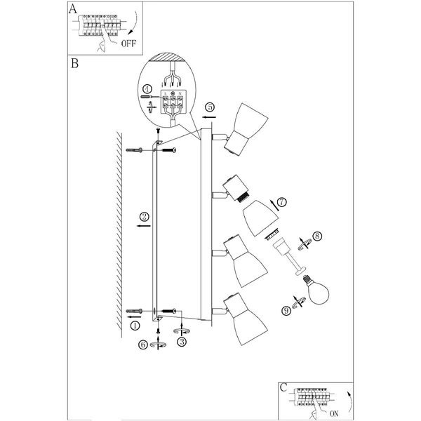 Lampa reflektorowa Claude 54307-4W drewno przydymiona