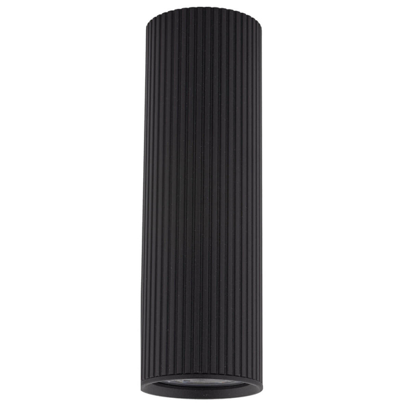 Podłużna lampa nasufitowa Tune 10024 prążkowana do holu czarna