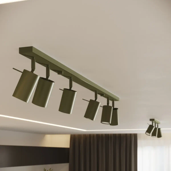 Sufitowa lampa na listwie RING SL.1504 tubki regulowane oliwkowe