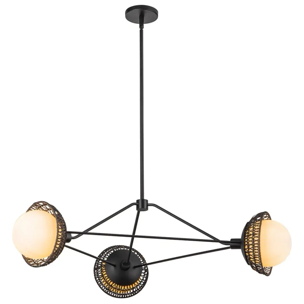 Designerska wisząca lampa Perth ALM-PERTH3-BK rattan czarna
