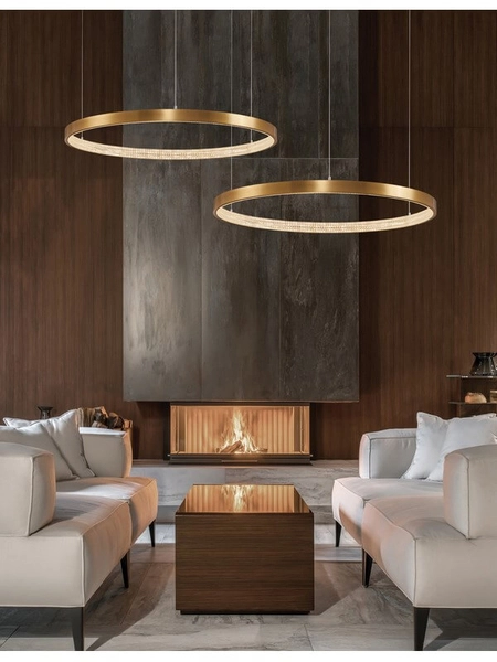 Okrągła lampa wisząca Moron do sypialni LED 50W 3000K złota