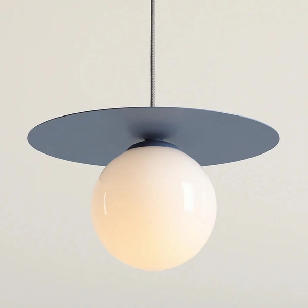 Szklana lampa wisząca Loop 1125G16_S Aldex kula ball biała niebieska