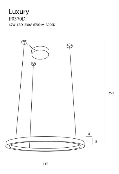 LAMPA wisząca LUXURY P0370D Maxlight LED 67W 3000K metalowa OPRAWA okrągły ZWIS pierścień ring złote