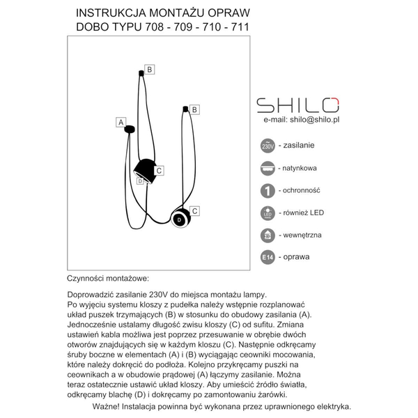 LAMPA wisząca DOBO 9036 Shilo metalowa OPRAWA modernistyczny zwis czarny