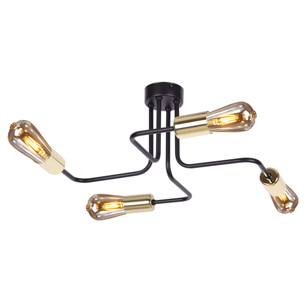 Sufitowa lampa retro KUGA K-4942 plafon do sypialni czarny złoty