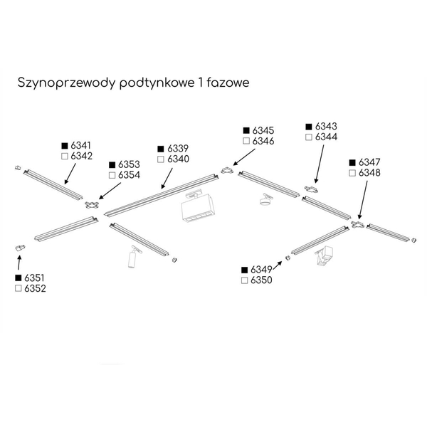 Prosty łącznik szyny podtynkowej 1-fazowej 6343 BROSline czarny