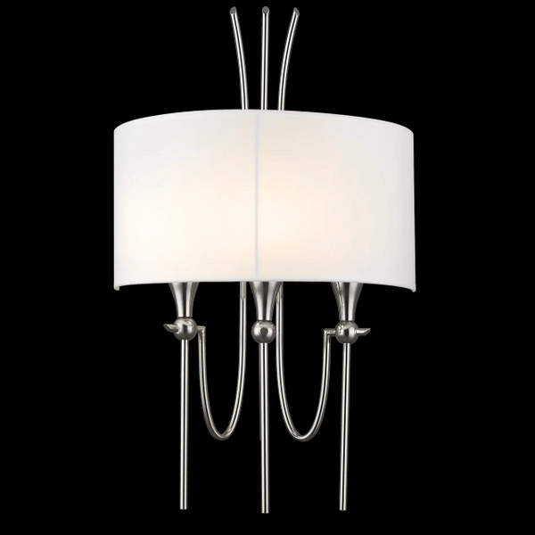 Designerska lampa ścienna Las Vegas abażurowa nikiel biała