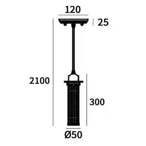 Wisząca lampa metalowa York P01284BK Cosmolight tuba czarna srebrna
