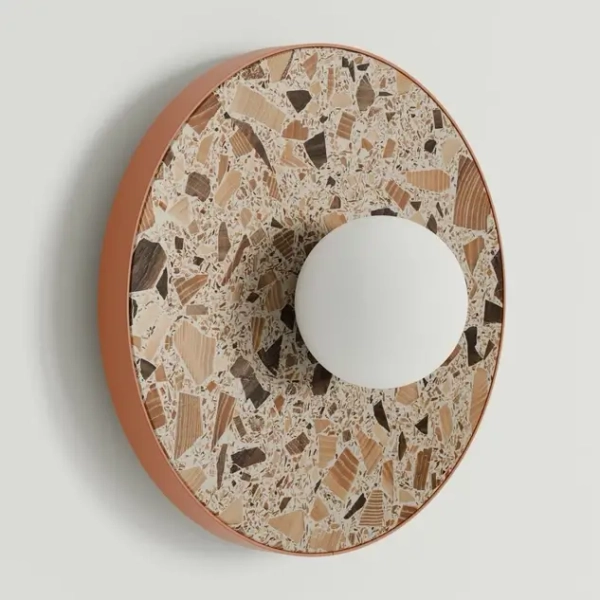 Lampa ścienna kulista LEGRA 21418115 lastrykowa IP44 brązowa biała