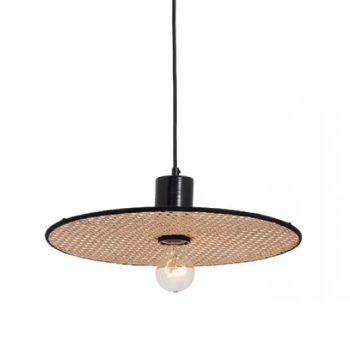 Naturalna wisząca lampa 22173 okrągła bambus rattan czarny beżowy