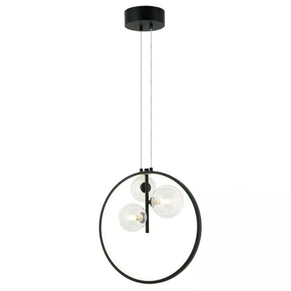 Ringowa zwisająca lampa 22064 LED 20W 3000K do salonu z żarówkami czarny