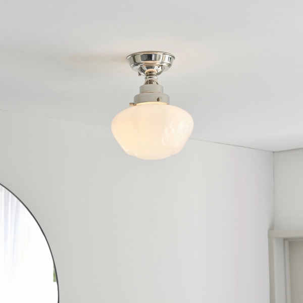 Lampa nasufitowa L&-196171 Light& szklany klosz mleczny nikiel