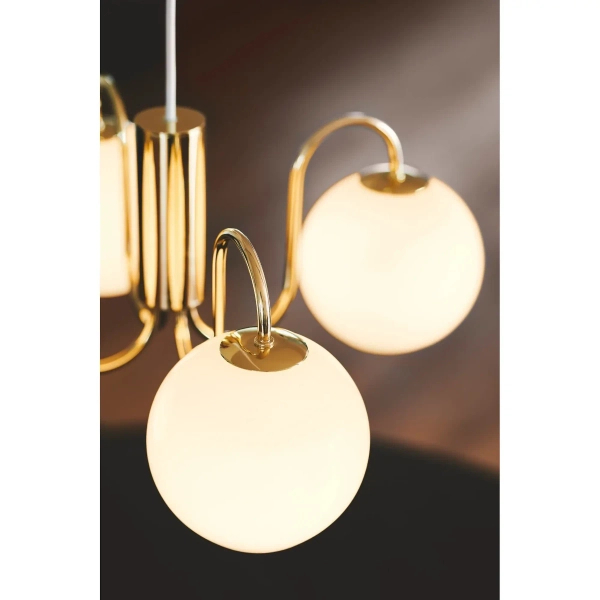 Szklana lampa wisząca kule Franca 2312543035 nad stół mosiądz błyszczący