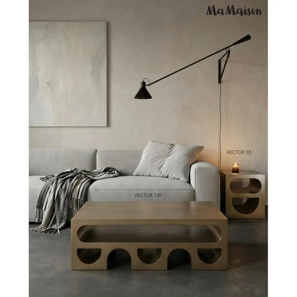 Złota ława VECTOR MM001501100387 drewniana nowoczesna 130x80cm