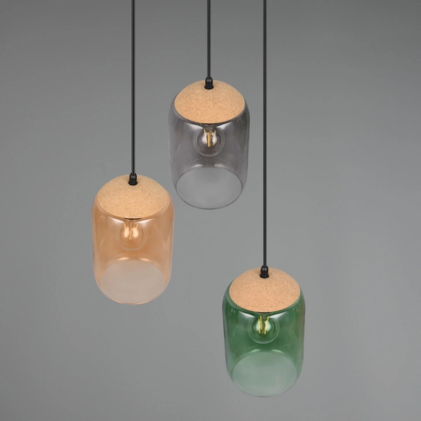 Zwieszana kaskadowa lampa CORK 364630317 Trio do sypialni czarny multikolor