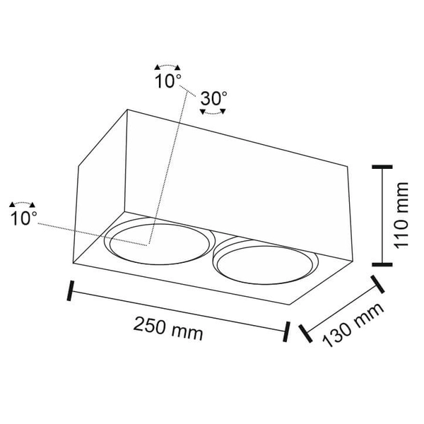 Spot LAMPA sufitowa YATOMI 7134 Shilo regulowana OPRAWA prostokątna biała