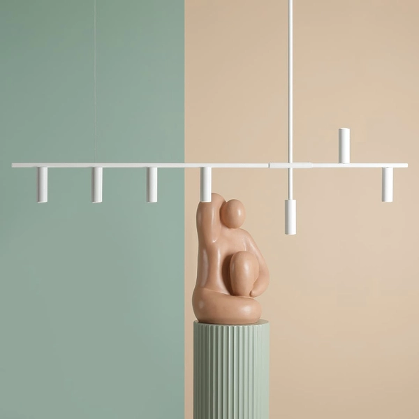 Podłużna lampa wisząca nad stół Trevo 1104T Aldex metalowe tuby białe