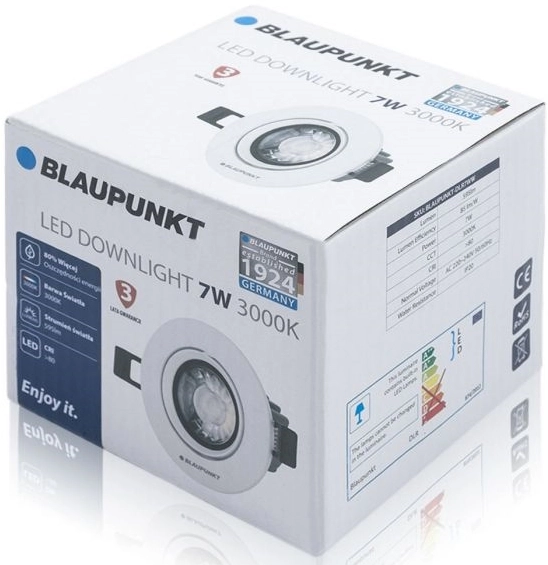 Sufitowa lampa podtynkowa DLR7WW LED 7W oczko białe