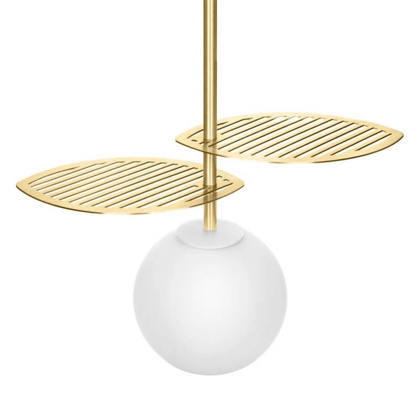 Lampa wisząca do salonu Fyllo FYA131P0 kulista listki złote białe