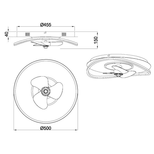 Sufitowa lampa z wentylatorem Sortland R67393132 LED 36W 2700-6500K czarna